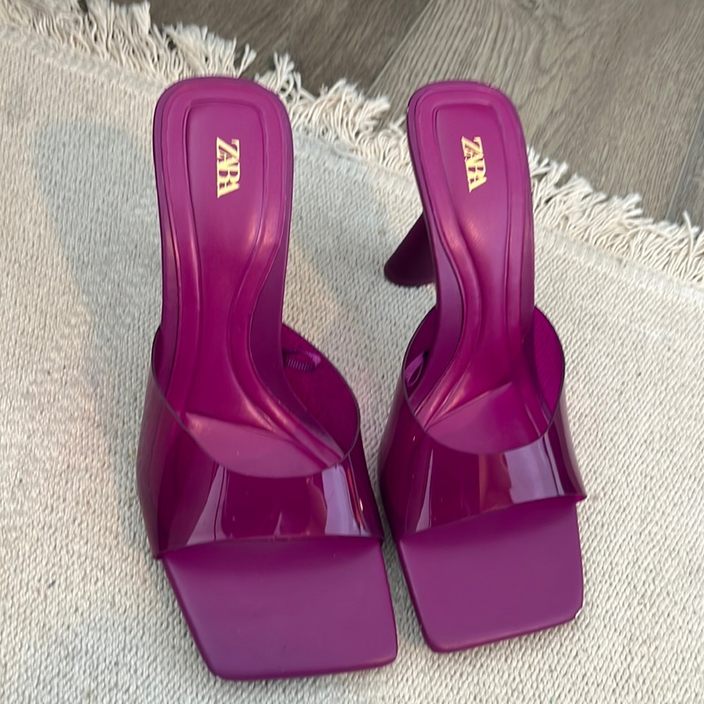 Zara Purple PVC mule.